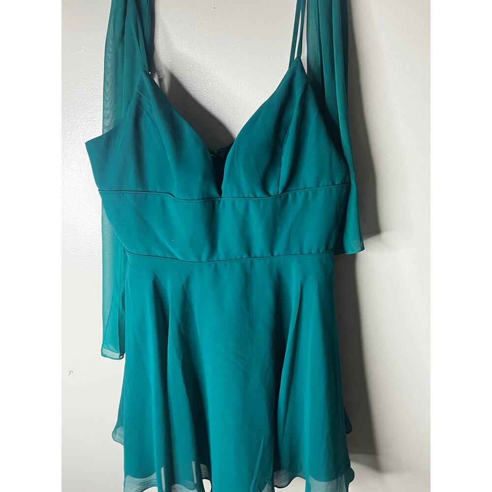 NWT Lucci Lu A-line V Neck Mini Homecoming Dress | Hunter Green -Size 18 - Picture 4 of 8